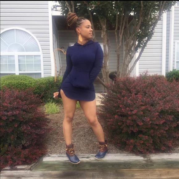 Blue Hoodie Dress Long Sleeves Size Medium - Picture 7 of 7